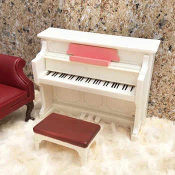 1/12 lutkine Mini Klavir s Табуреткой Glazbeni Instrument Model za Lutkarske Kuće Pribor Dekor Malena Klasicni Klavir Skup
