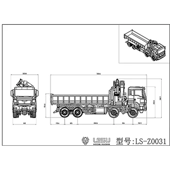 1/14 LESU Metalni Hidraulični Kiper s dizalicom Okretati, radio kontrolirani Kamion, Model Građevinske strojeve s baterijom za radio, Igračke za ulice THZH1241-SMT1