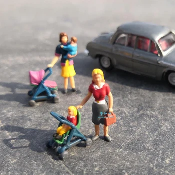 1:87 Ho Razmjera Model Figurica Skup Mama i Dijete Pješačenje Krajolik Model Izgleda Dječja Igrališta Krajolik Diy Minijaturni Prikaz Dioramas