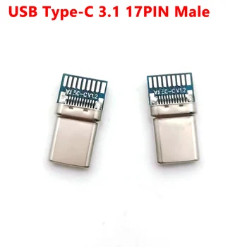 1 kom. Priključak USB 3.1 Type-C 17 Kontakata Priključni Socket Adapter za Lemljenje Žica i kabela 17 Kontakata, Podrška za pcb