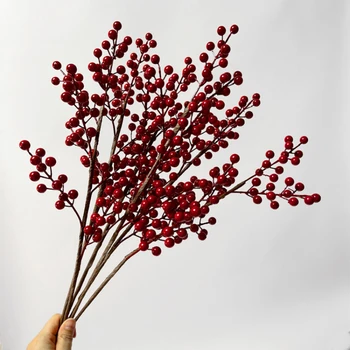 1 kom. Umjetna Crvena Bobica Buket Cvijeća Lažni Biljke za Dom Pjena Crvena Kineski Glog Nova Godina 2023 Večernje Božićne Dekoracije