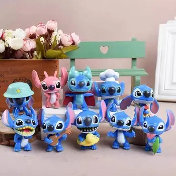 10 kom./compl. Disney Stitch Q Verzija Anime Lik Torta Dekoracija Lutka Kolekcija Automobila Ukras Model Dječje Igračke Poklon