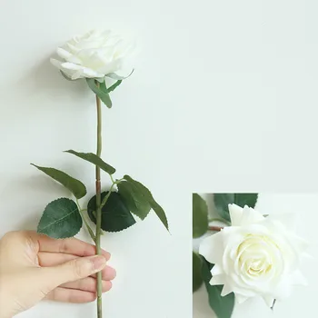 10 kom./lot Dekor Ruže Umjetno Cvijeće Svila Cvijeće, Cvjetni Lateks Prisutan Dodir Ruže Vjenčanje Buket Osnovna College Dizajn Cvijeće