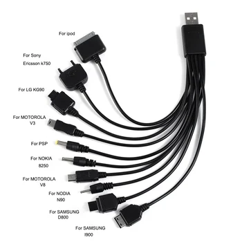 10 u 1 Multifunkcionalni USB podatkovni Kabel Kabel Kabel za Prijenosna RAČUNALA Svestrani Multi Pinski Kabel, Punjač, USB Adapter 23 ~ 24 CM