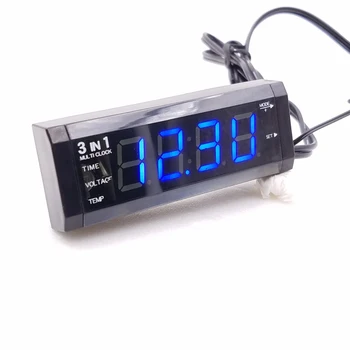 12 U Mini Auto Digitalni Sat Termometar Voltmetar 3 U 1 Led Zaslon Digitalni Voltmetar Brojač Domaći elektronski Pribor