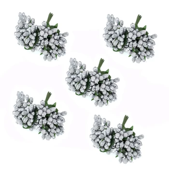 12 kom. Malo umjetno cvijeće za vjenčanja žica s prašnicima srebrna lažni božićni cvjetni vijenac pakiranje ukras 9x2,5 cm
