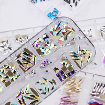 120 kom./lot Staklo Crystal Dizajn Noktiju AB Rhinestones Multi Oblik Flatback Sjaj Dijamant 3D Savjeti za Uređenje