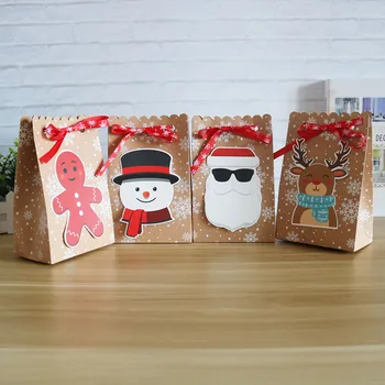 12ШТ Kraft-Papir za Božićne Kolačiće Gift Box Bag Djed Mraz je Darove Torbe Kutija Sretan Božić Navidad Novu Godinu 2022