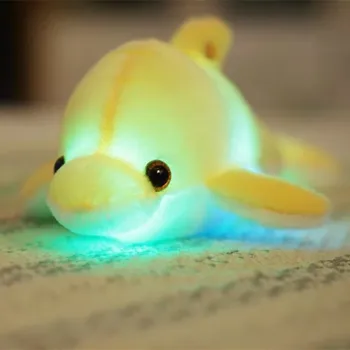 1pc 32 cm Slatka Kreativno Osvijetljena Pliš Igračku Delfin Lutka Sjajni Led Svjetlo Igračke Životinja Šarene Lutka Dječji Jastuk je Savršen Poklon