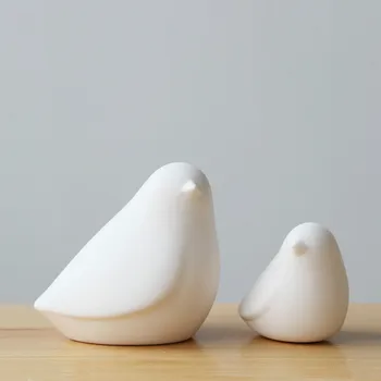 1pc Europa Keramičke slatka bijela mini-uređenje ptice Figurice Mat mat mali kućni ljubimci model Minijature Ukras Obrt pokloni