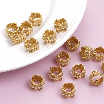 2 kom., bakra zlatno čipke s biserima, Pregrada, nakit, ručno izrađene pronađena ogrlica, narukvica, pribor za kosu