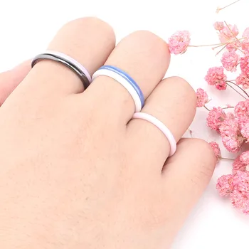 2 mm Donje Jednostavan Kružni Prsten Na Prst, Malo Rose/Plavo/Ljubičasta Keramički Prsten, Berba Vjenčanja Vjenčani Prstenovi Za Žene