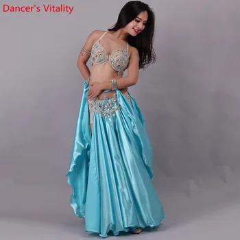 2018 profesionalni ženski egipatski set za trbušni ples, 2 kom. Maxi Haljina s Grudnjak - Haljina za Nastupe Ručne Pink Rajna