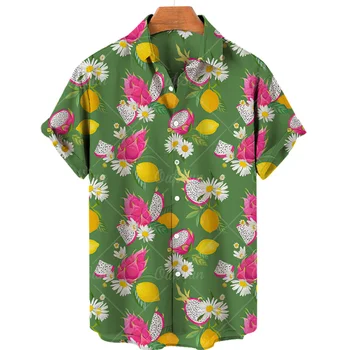2022 Ljetna Muška Moda Havajski Košulja Kratkih Rukava I po cijeloj površini, Velike Veličine, Havajski Cvijet odbojka na Cvjetni Uzorak