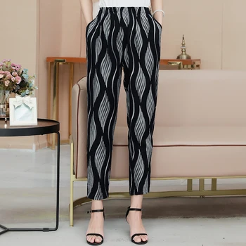 2022 Ljetne ženske ženske sportske hlače s po cijeloj površini u retro stilu, u stilu харадзюку, ženske Hlače s Fleksibilnim Gumicom u struku Dužine do gležnja, Široke Hlače