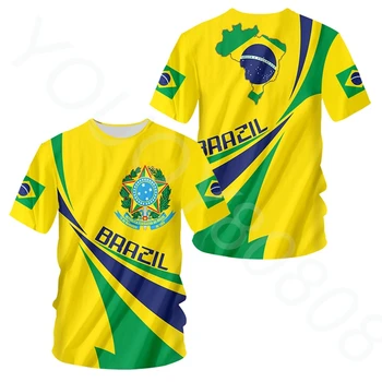 2022 Nova Casual Moda Majica sa 3D Ispis Zastava Brazila, muška i ženska Sportska Majica Okruglog izreza i Kratkih Rukava, Ulica Muška '