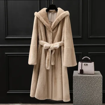 2022 Novi modni Ženska jakna s pojasom visoke kvalitete, tople ženske duge parkovi, утепленное toplo bež crno smeđe zimski kaput