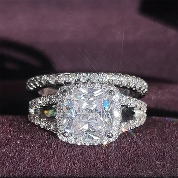 2023 novi jastuk srebrne boje djeveruša zaručnički prsten skup za žene lady poklon za godišnjicu, nakit veleprodaja Crni Petak R6996