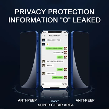 3 Kom. Anti-spyware Zaštitno Staklo za iPhone 11 14 12 13 Pro X XS XR MAX Zaštitna Folija za ekran Privatnosti za iPhone 7 8 6 6S Plus SE
