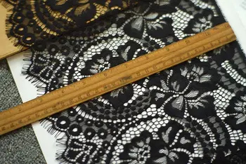 3 metra duge crne trepavice cvjetne čipke tkanina diy džemper rub haljina zavjese pribor za šivanje