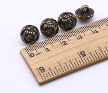 30 kom./lot, Veličina: 12 mm, Berba gumbe od ruža smole za kaput, gumbi brončanog boje, pribor za scrapbooking, Plastični gumb (SS-857)
