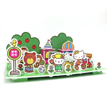 33 cm/kom Hellow Kittys Sanrio Medo Kawai Crtani Slatka 3D Stereo Scena Zagonetka Serije DIY Anime Lik Igračka Za Djevojčice Poklon Za Rođendan