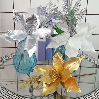 35 cm Zlatni Božićni Cvijet za Dekoracije Božićnog Drvca Umjetno Cvijeće Home Shopping Centar Ukras