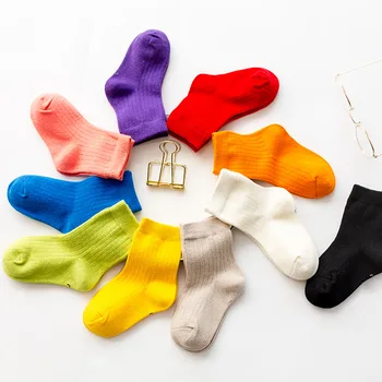 4 par/lot, čarape za djevojčice, zimske pamučne čarape za dječake, Kratke čarape u ožiljak za djevojčice, Čvrste Čarape za djecu od 0 do 6 godina