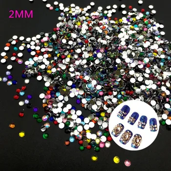 400 kom./paket 2 mm, obojene 3D stopice za dizajn noktiju, Ravna bušilica, dijamanata, Nakita 