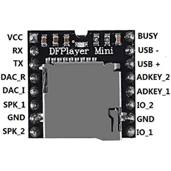 5 Kom. YX5200 DFPlayer Mini MP3 Player Audio Modul MP3 Naknada Dekodiranje Glasa Podržava TF Kartice U-Disk IO/Serijski Port/AD za Arduino
