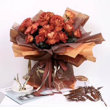 5 Listova Zlatnog Mramora Cvijeće Pakiranje Papira DIY Zanat Vjenčanje College Valentinovo Buket Poklon Kutija Papir za pakiranje, Materijal