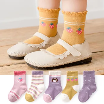 5 parova/lot, baby pamučne čarape za mlade, za dječake i djevojčice, Modne Meke Lijepe tople čarape s likovima iz crtića, komplet za jesen-zimu, od 1 do 12 godina, djecu CN