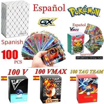 50-100pc Španjolski Kartica Pokemon Vmax V max GX EX Tag Team Battle Kartaška Igra