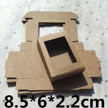 50ШТ 85x60x22 mm Prirodni Kraft Smeđa Kutija i Kartonske Kutije sa Prozorom Mala Kutija Za Sapun Pakiranje Poklon Kutije za Pakiranje Embalagem Obrt Caixa