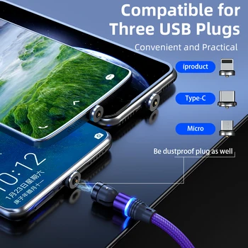 540 Stupnjeva Rotirajući Magnetski Kabel Za Punjenje Micro-USB Type C Kabel za Mobitel Kabel Kabel Za iPhone11 Pro Max Samsung Xiaomi
