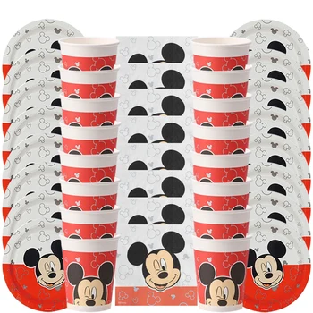 57 kom./compl. Disney ' S Mickey Mouse Tema Kvalitetu Večernje Potrepštine Šalice, Tanjuri Od Slame Djeca Dječaci Dječji Tuš Rođendan Dekoracija Skup