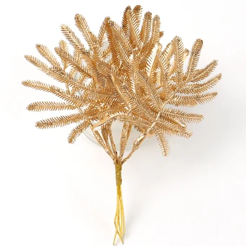 6 Kom. Umjetne Biljke Zlatni Plastični Listovi Eukaliptusa Home Dekor Božićni Vijenac Dekoracija Vjenčanje Cvjetnih Aranžmana Biljka