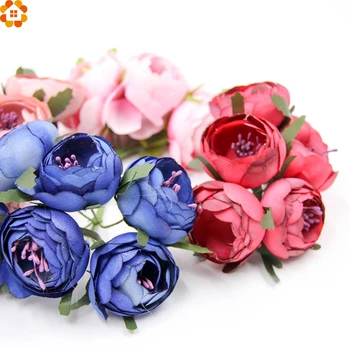 6 Kom. Umjetne Ruže DIY Cvijeće Lažni Ruže Scrapbooking Buket cvijeća za Zurke vjenčanje Pribor za ručni rad Ukrasno Cvijeće