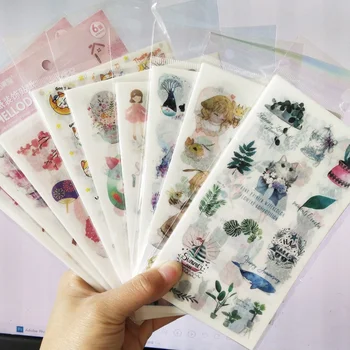 6 Komada Crtani Mačka Leptiri U japanskom Stilu Kreativna Prozirne Naljepnice Studentski Celina Nakit Albuma Pokloni