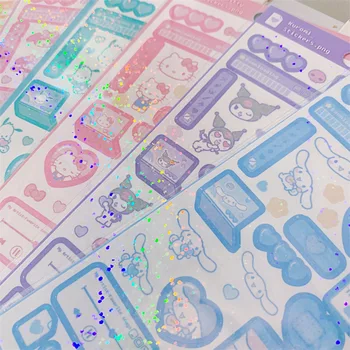 6 Stilova Kawaii Sanrioed Anime Kuromi My Melody Cinnamoroll Slatka Crtani Djevojka Srce Sjajna Diy Naljepnice Poklon Za Djevojčice, Dječje Igračke