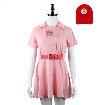 A League of Their Own Rockford Breskve AAGPBL Baseball Ženski Kostim Haljina Film Cosplay Odijelo Komplet (haljina + pojas + šešir)
