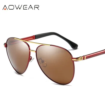 AOWEAR Marke Dizajn Aero Muške Sunčane Naočale Polarizirane Ogledalo Za Vožnju Berba Sunčane Naočale Muške Klasične Naočale Pilota sa Slučajem