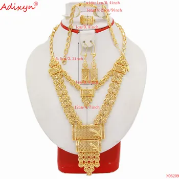 Adixyn Dubai Ženski nakit 585 Rose Gold Boja Komplet Nakita za žene Ogrlica Narukvica Prsten, Naušnice, Afrička Stranka Svadbene Darove
