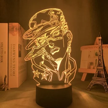 Anime JoJo Bizarno Avantura 3d Lampa za uređenje Spavaće sobe Svjetlo rođendanski Poklon Manga Jojo Figurica Led noćno svjetlo Jotaro Kujo