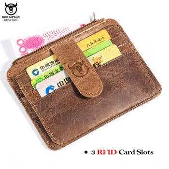 BULLCAPTAIN RFID blokiranje kožni novčanik za kreditne kartice, držač za id kartice, novčanik, torbica za novac za muškarce i žene 2020, moderan torba u retro stilu