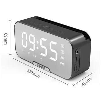 Bežični Ogledalo Alarm LED SA glasovnim upravljanjem Temperatura Vlažnost Ponavljanje USB Punjiva Music Stolni Radio Sat Dekor