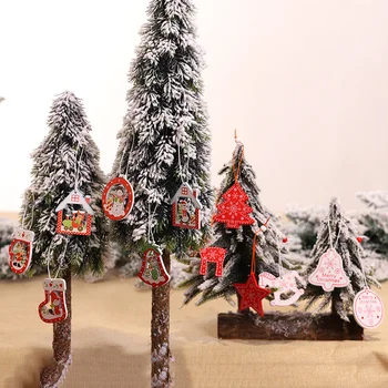 Bijela Crvena Santa Drveni Božićni Viseći Božićno Drvce Ovjes Božićne Ukrase za Dom 2022 Navidad Dekor 2023 Poklon za Novu Godinu