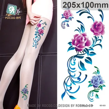 Body art Vodootporne privremena tetovaža naljepnica za žene seksi Lijepa 3d ruža narukvica velika ruka noga tetovaža QC2623