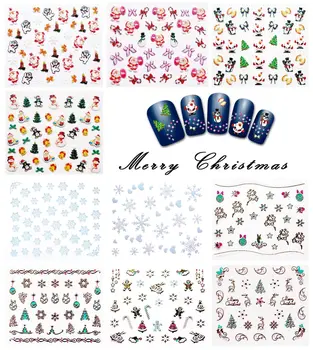 Božić naljepnica za nokte 30 listova (više od 800 kom) 3D Naljepnice za dizajn noktiju Naljepnice za Božićne Dekoracije Božićno naljepnica za nokte