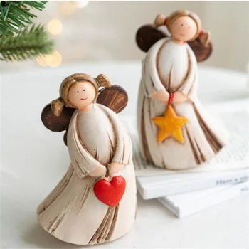 Božićni Pribor, Ukrasi, Božićni Kutak Djevojka Oblik Kip Dekor Kip Od Smole Kreativnost Kućni Anđeo Figurice Minijature